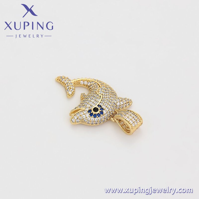 Pendant Manufacturer - XUPING X000810371 14K Gold Plated Dolphin Animal Iced Out