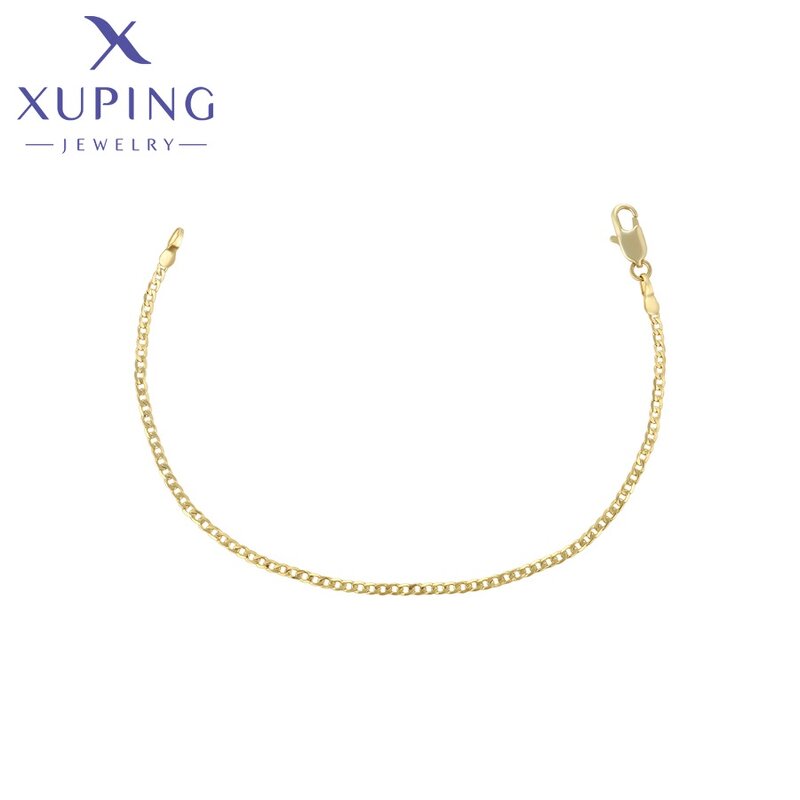 Women Anklet Manufacturer - XUPING X000859098 14K Gold Plated Simple Foot Link Chain
