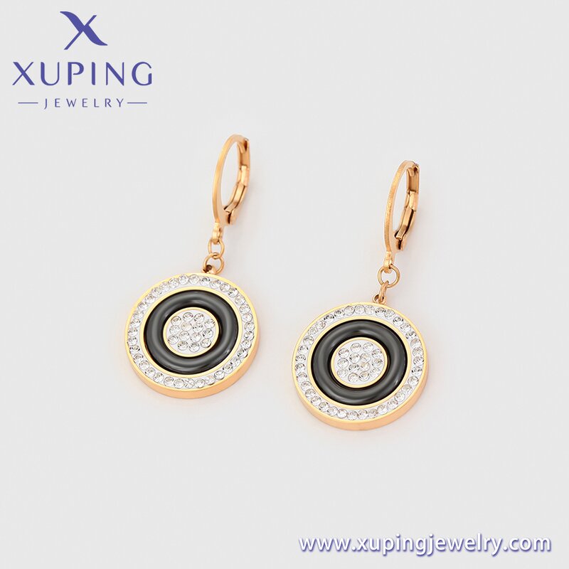 Dangle Earring Manufacturer - XUPING Stainless Steel Black Huggie Drop Fashion
