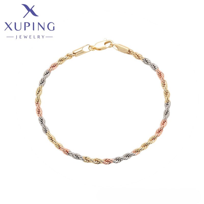 Women Bracelet Manufacturer - XUPING X000730618 Tri Color Chain Environmental Copper