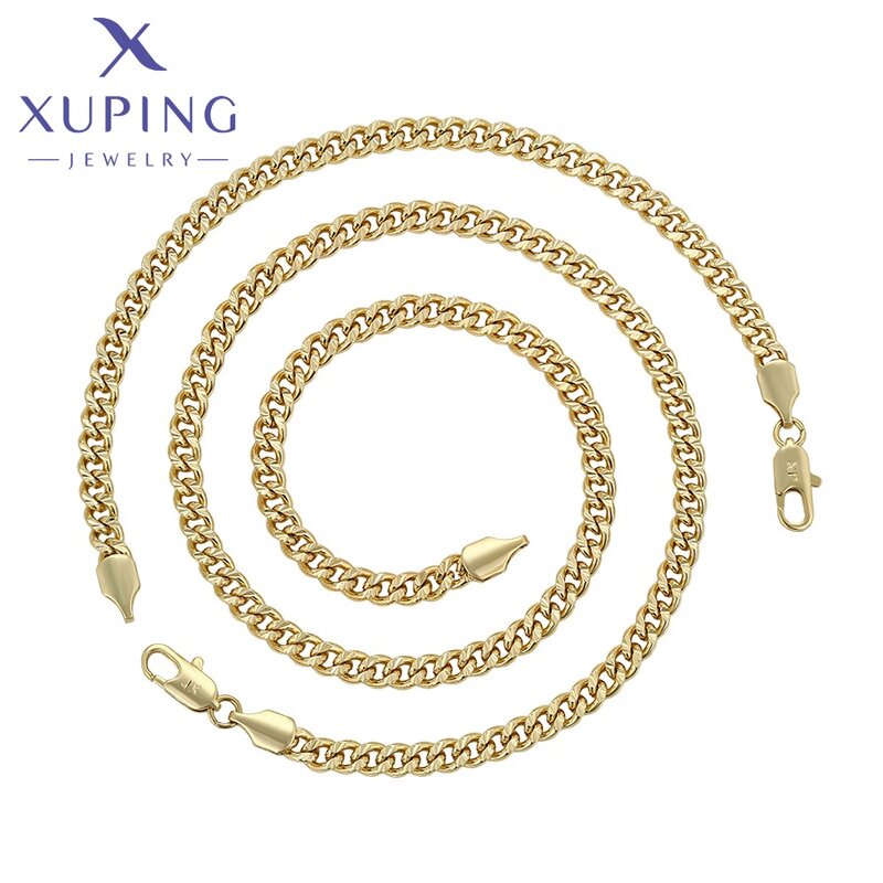 Men Jewelry Set Manufacturer - XUPING X000938705 14K Gold Plated Cuban Chain Copper