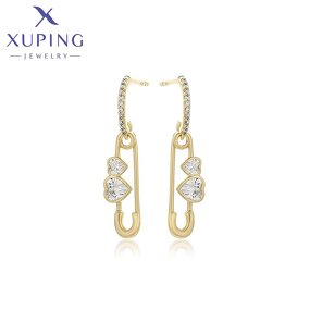 Dangle Earring Manufacturer - XUPING X000882589 14K Gold Plated Paper Clip Heart