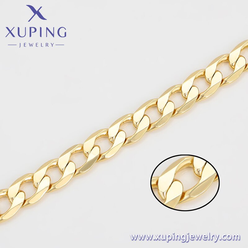 Women Anklet Manufacturer - XUPING X000989880 14K Gold Plated 25cm Cuban Alloy Chain