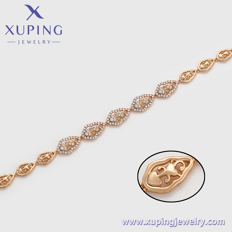 Women Bracelet Manufacturer - XUPING X000755120 18K Gold Plated Flower CZ Elegant