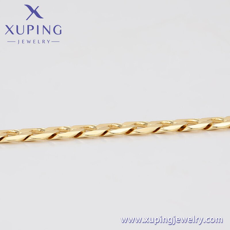 Women Anklet Manufacturer - XUPING X000989880 14K Gold Plated 25cm Cuban Alloy Chain