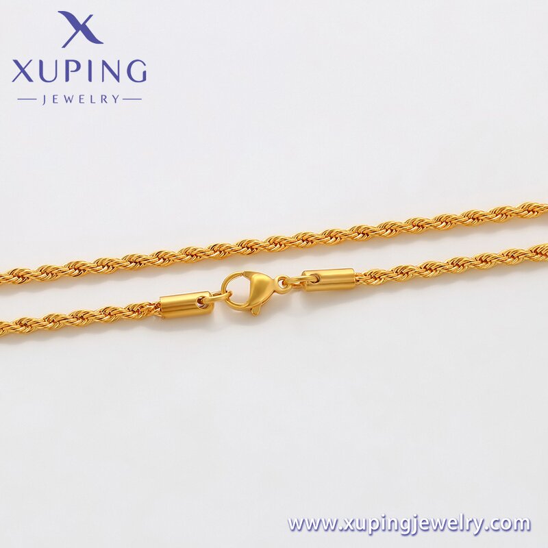 Women Necklace Manufacturer - XUPING 14N243620 24K Gold Plated Link Chain Simple
