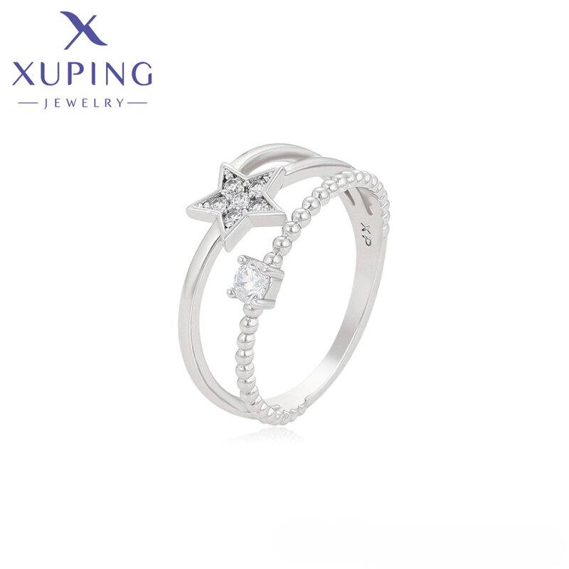 Women Ring Manufacturer - XUPING X000983471 Platinum Plated Double Tier Star Fashion