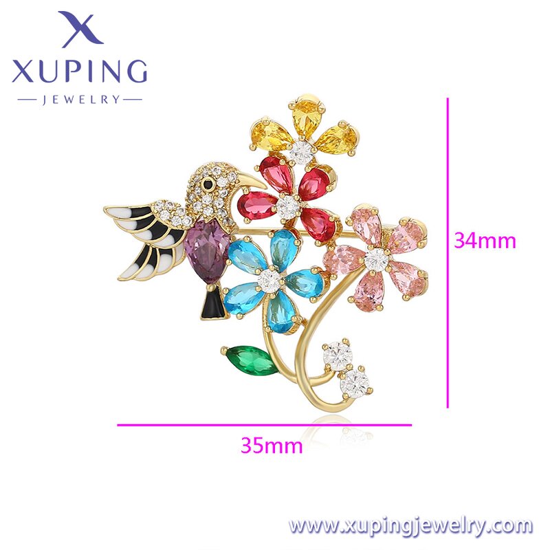Women Brooch Manufacturer - XUPING A00912296 Gold Plated Feather Star Animal Flower