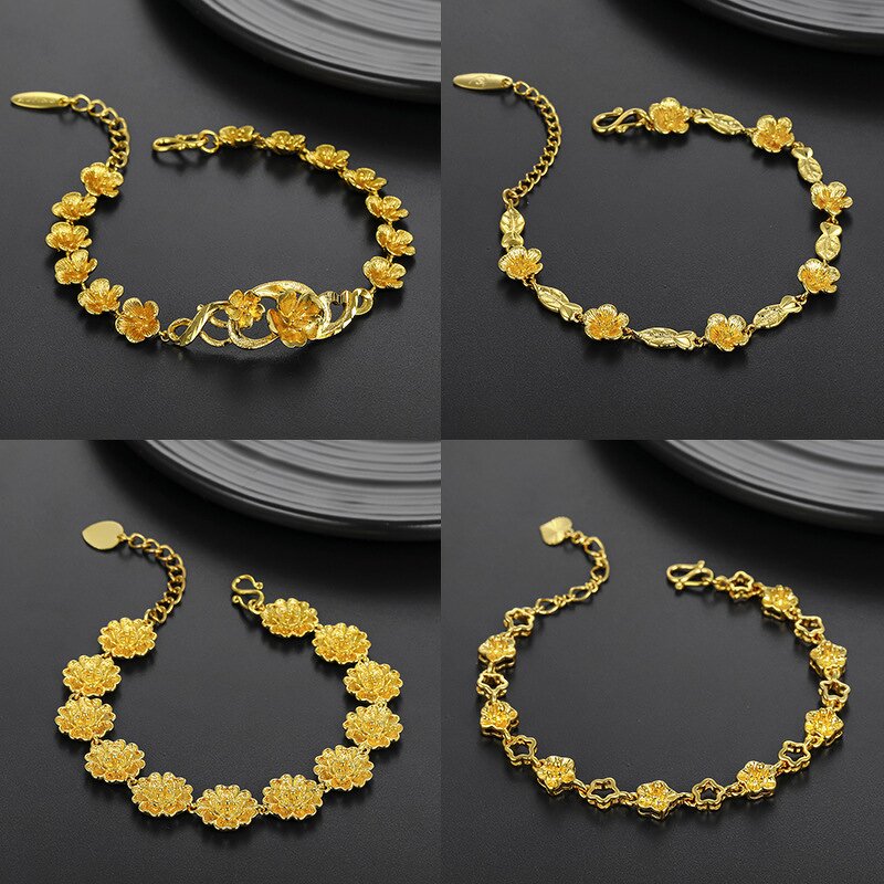 Women Bracelet Manufacturer - XUPING Gold Plated Flower Cuban Tennis Chain Link