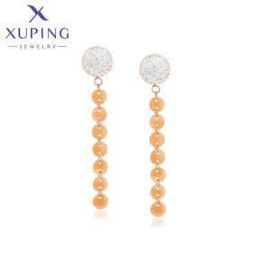 Chain Earring Manufacturer - XUPING 80929 Stainless Steel Circle Ring Long Chain