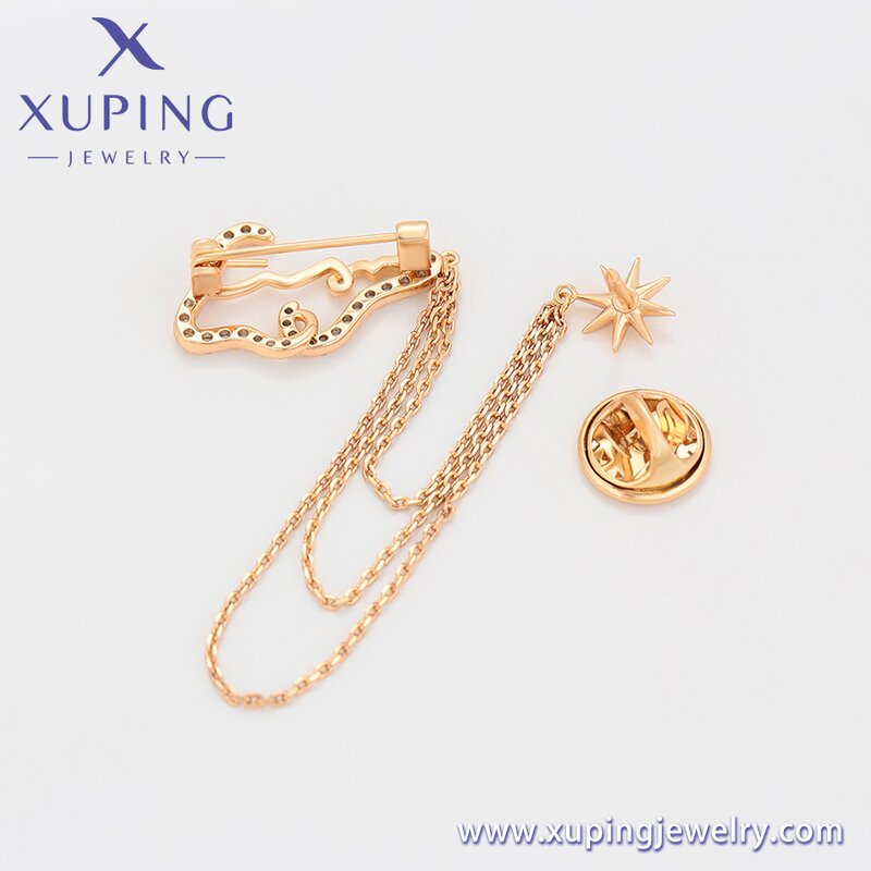 Women Brooch Manufacturer - XUPING A00673760 18K Gold Plated Rhinestone Cloud Star