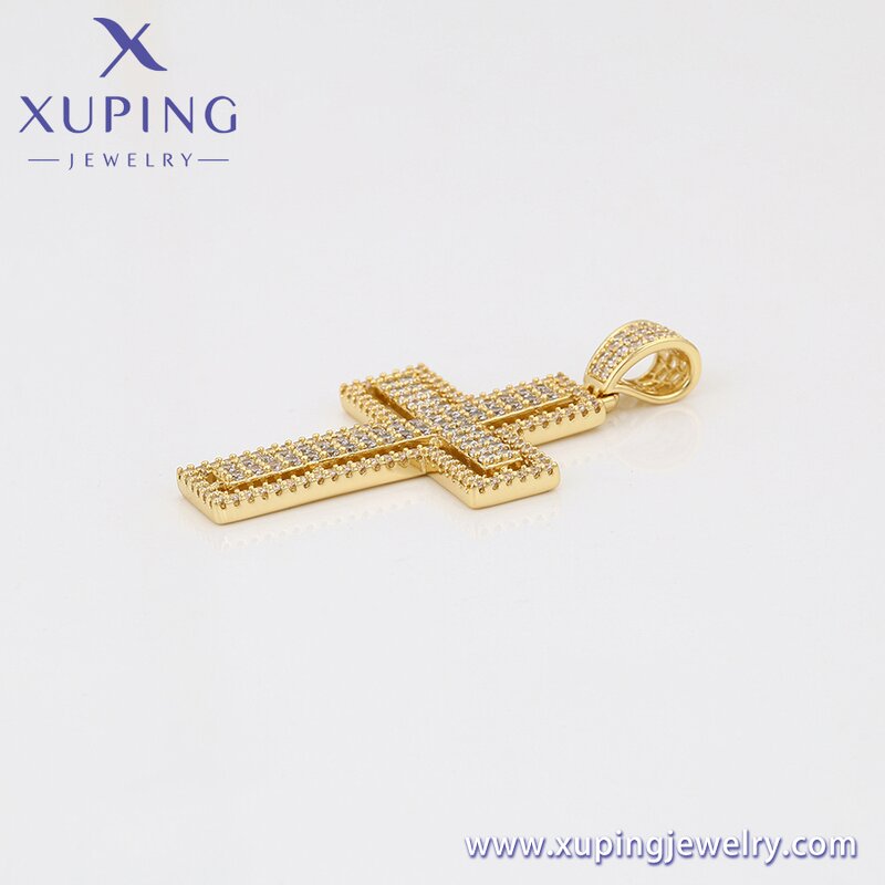 Men Pendant Manufacturer - XUPING X000743913 14K Gold Plated Cross Hip Hop Necklace
