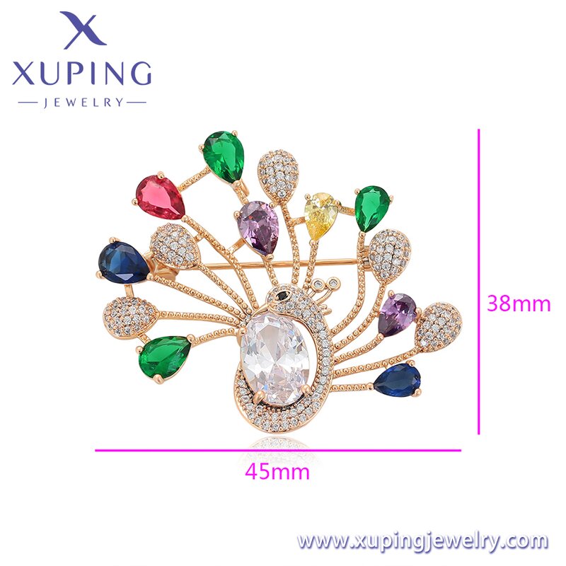 Women Brooch Manufacturer - XUPING S00109504 18K Gold Plated Peacock Animal Fashion