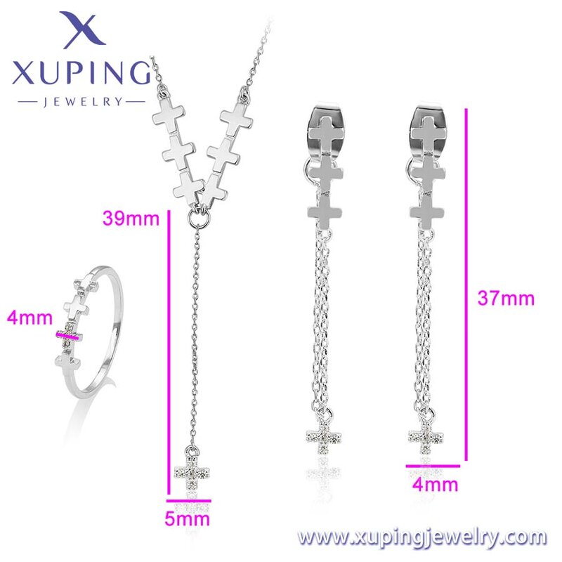 Women Jewelry Set Manufacturer - XUPING 64696 Platinum Plated Cross Simple Elegant