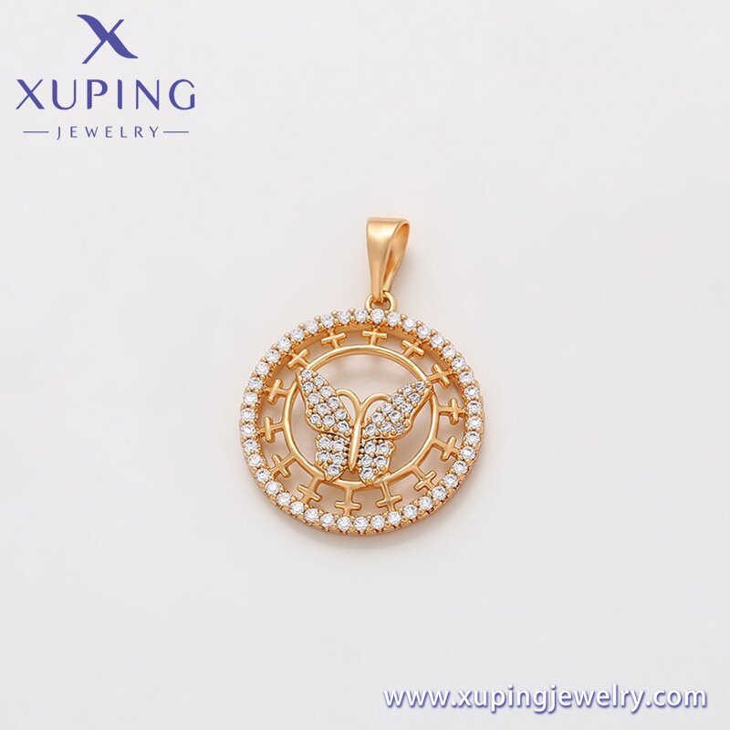 Women Pendant Manufacturer - XUPING X000759187 18K Gold Plated Butterfly Circle Necklace
