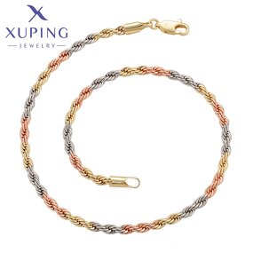Anklet Manufacturer - XUPING X000730620 Multicolor Spiral Link Alloy Foot Chain