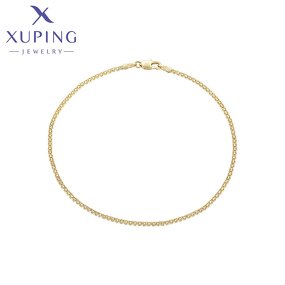 Women Anklet Manufacturer - XUPING X000978467 14K Gold Plated Simple Foot Link Chain