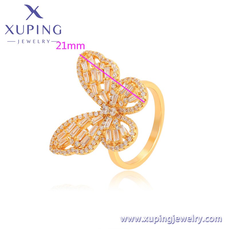 Women Ring Manufacturer - XUPING A00907376 24K Gold Plated Butterfly Engagement