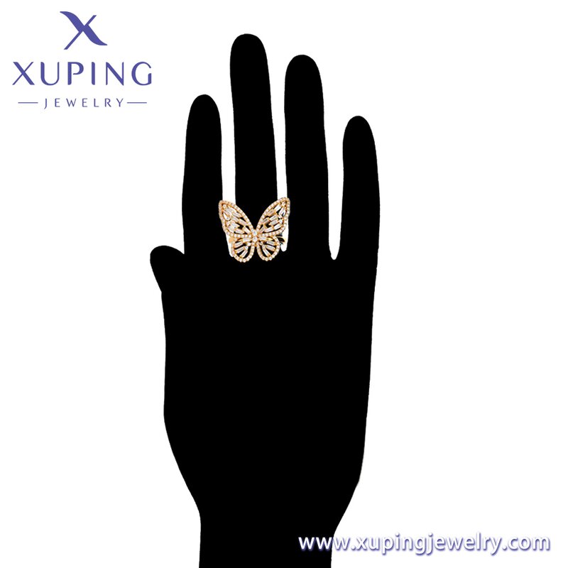 Women Ring Manufacturer - XUPING A00907376 24K Gold Plated Butterfly Engagement