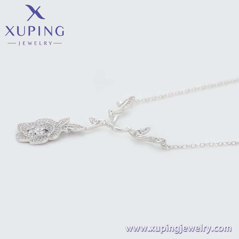 Women Necklace Manufacturer - XUPING X000977482 Platinum Plated Flower Pendant Simple