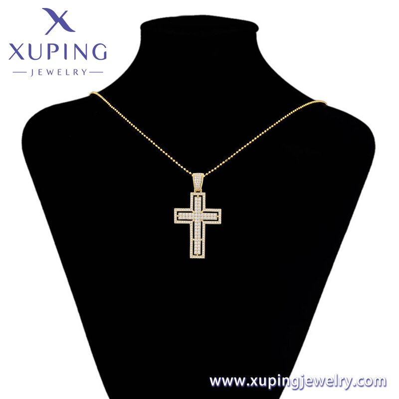 Men Pendant Manufacturer - XUPING X000743913 14K Gold Plated Cross Hip Hop Necklace