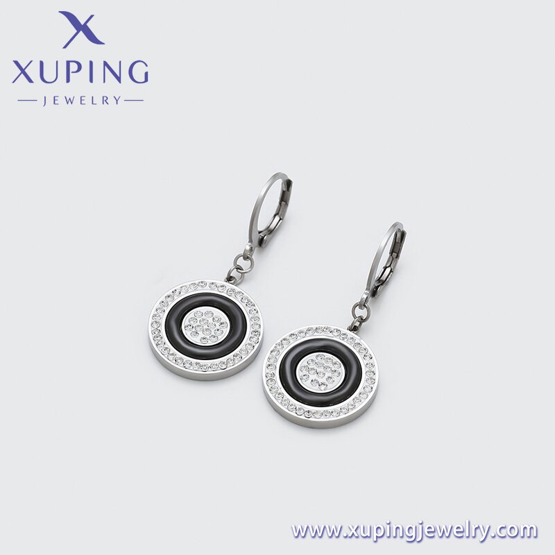Dangle Earring Manufacturer - XUPING Stainless Steel Black Huggie Drop Fashion