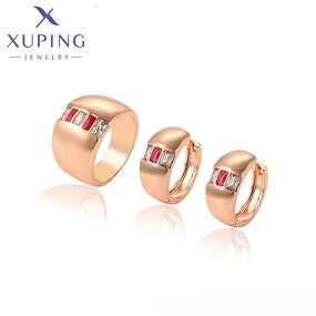 Women Jewelry Set Manufacturer - XUPING 65090 Rose Gold Plated Ring Earrings Copper