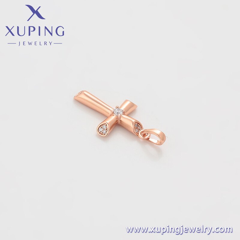 Pendant Manufacturer - XUPING X000832052 Rose Gold Cross Crystal Religion Series