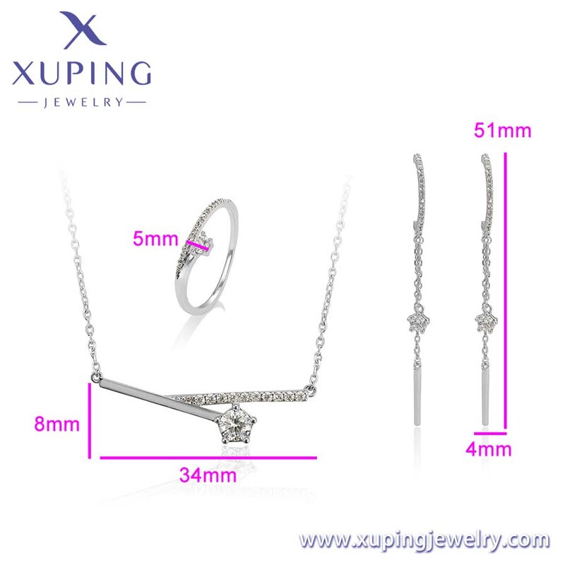 Women Jewelry Set Manufacturer - XUPING 64692 Platinum Plated Hexagonal Crystal Exquisite
