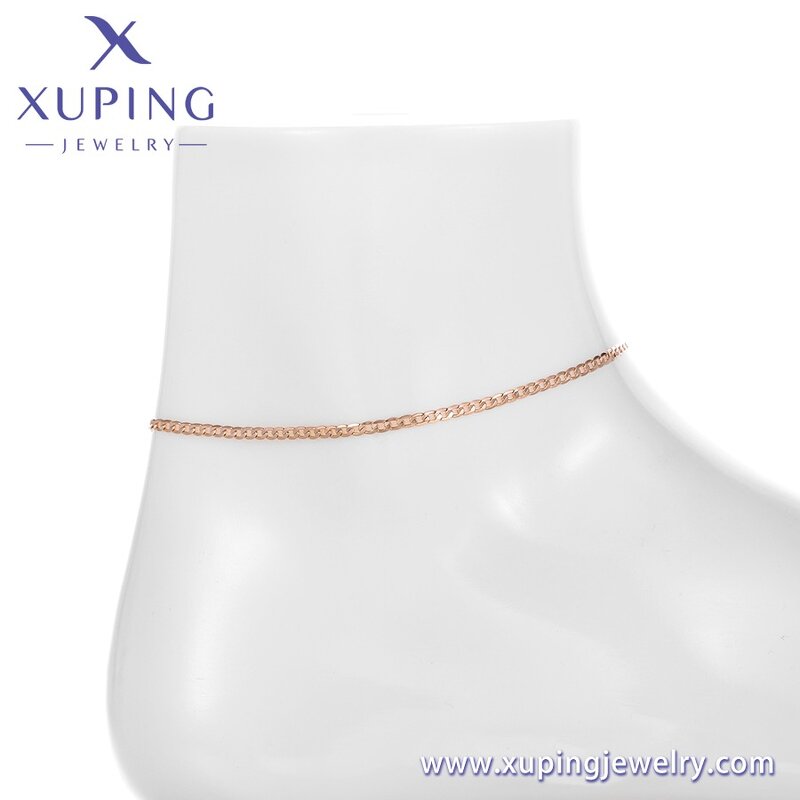 Women Anklet Manufacturer - XUPING Rose Gold Plated Simple Cuban Chain Fashion