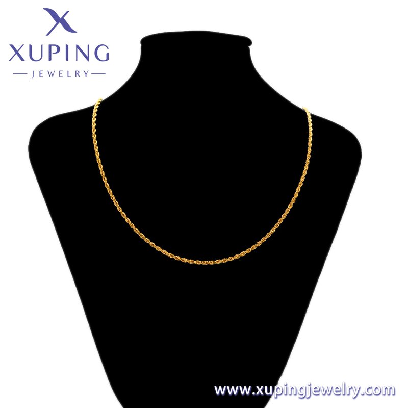 Women Necklace Manufacturer - XUPING 14N243620 24K Gold Plated Link Chain Simple