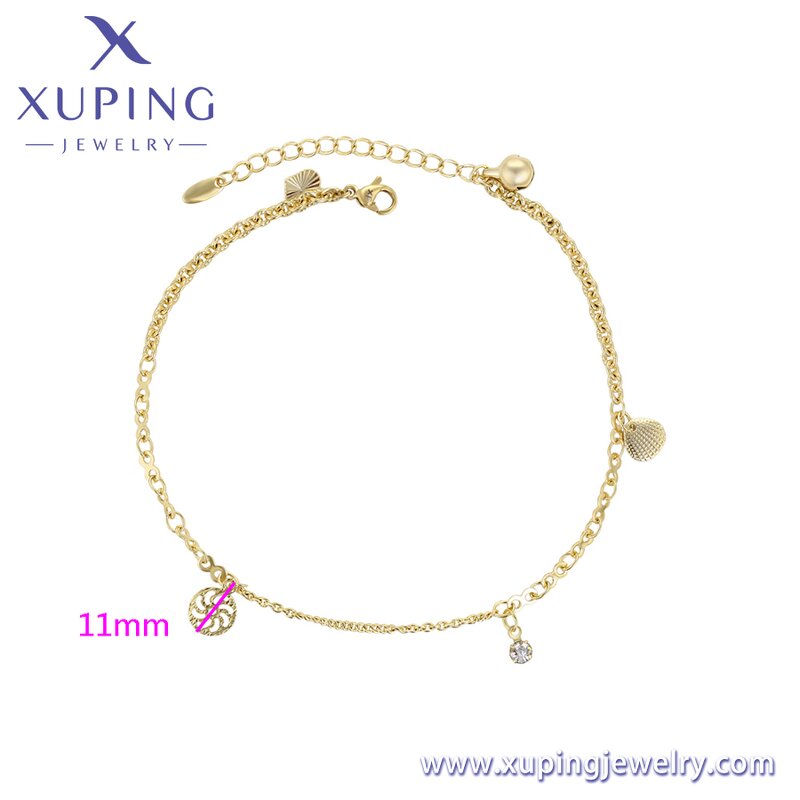 Women Anklet Manufacturer - XUPING X000966571 14K Gold Plated Cute Pendant Foot Chain
