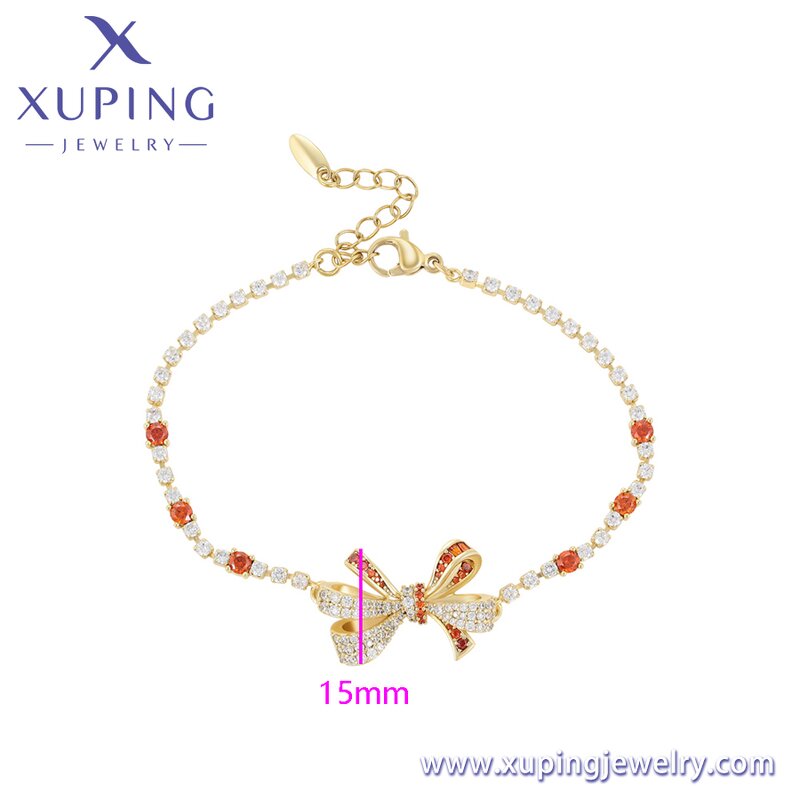 Women Bracelet Manufacturer - XUPING X000925809 14K Gold Plated Ribbon Crystal Vintage