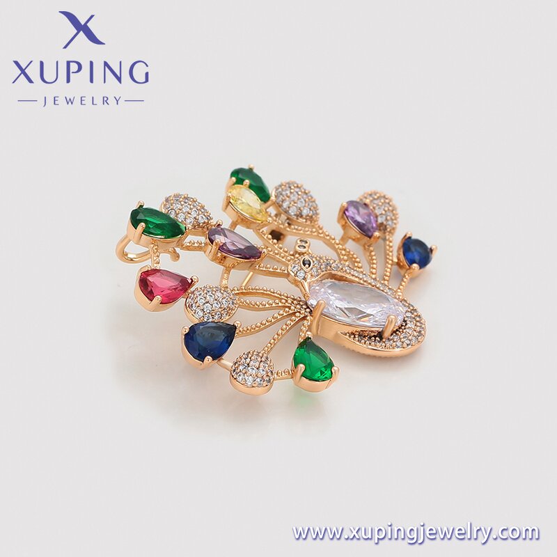 Women Brooch Manufacturer - XUPING S00109504 18K Gold Plated Peacock Animal Fashion