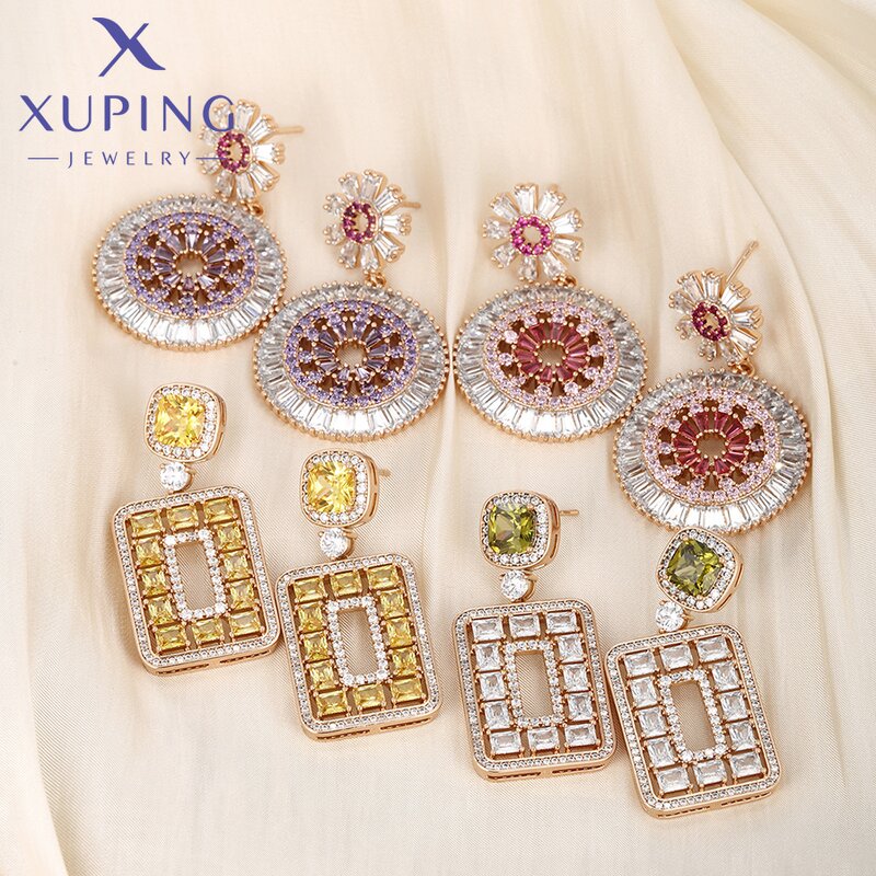 Earring Manufacturer - XUPING 14K/18K Gold Plated Huggie Hoop Rhinestone Wedding Stud