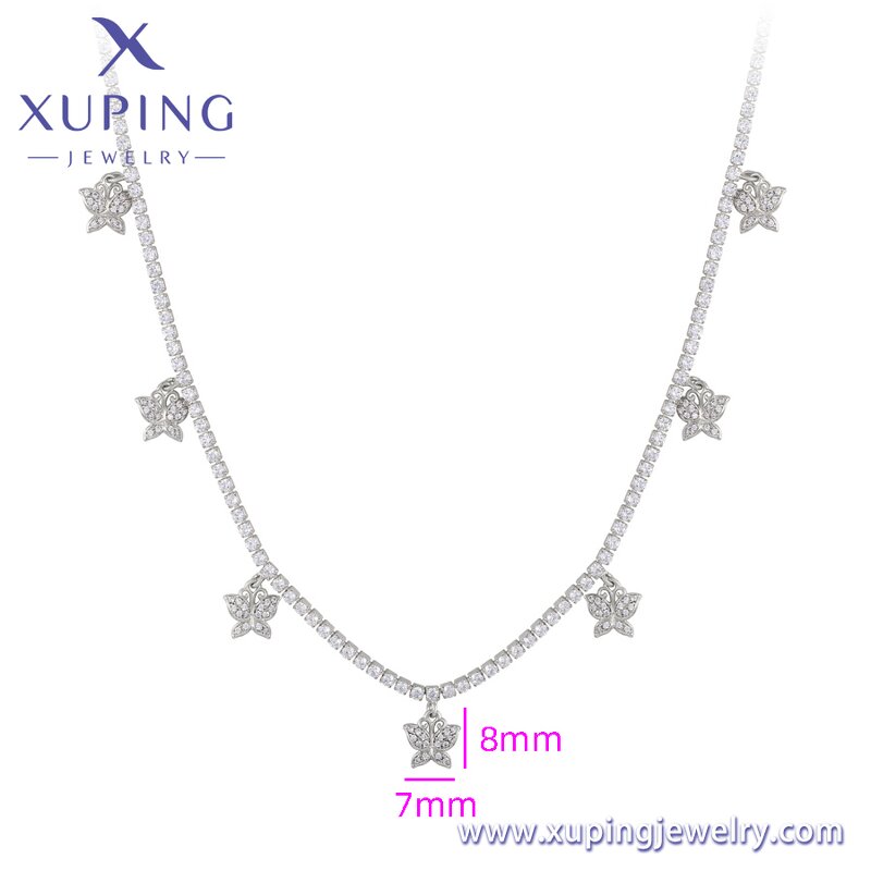 Women Necklace Manufacturer - XUPING X000850917 Platinum Plated CZ Butterfly Beads