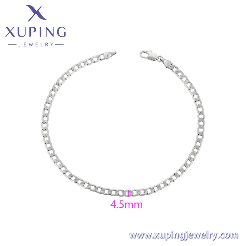 Women Anklet Manufacturer - XUPING X000988693 Platinum Plated Cuban Chain Silver