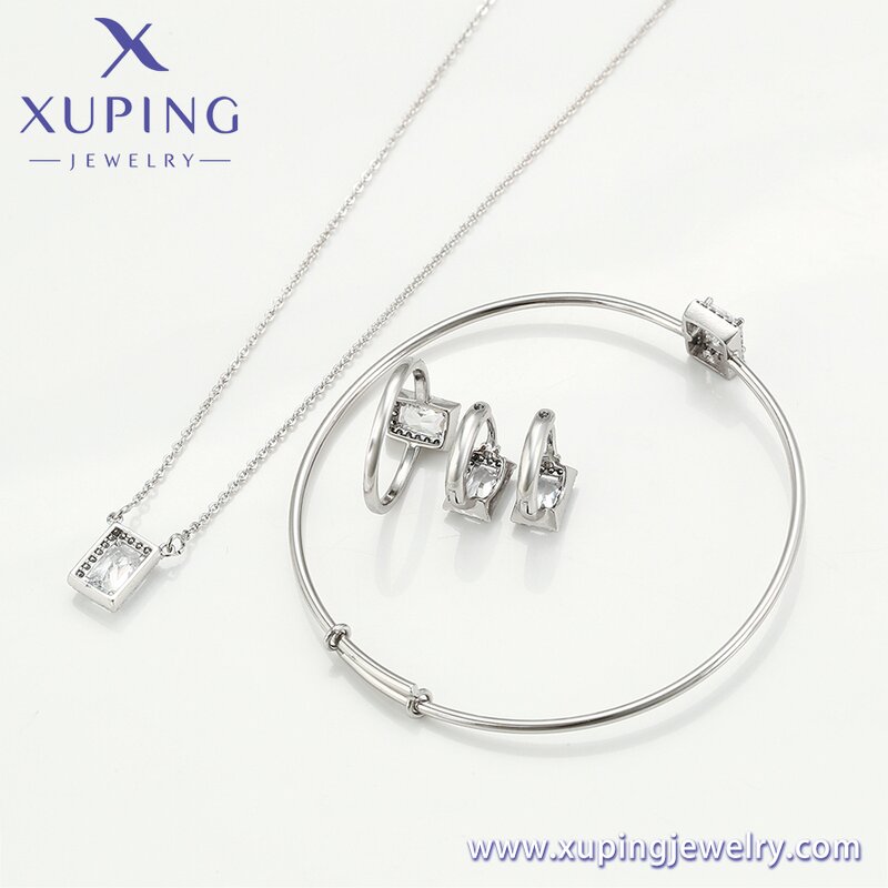 Bridal Jewelry Set Manufacturer - XUPING S00003591 Platinum Plated White Gold 4Pcs