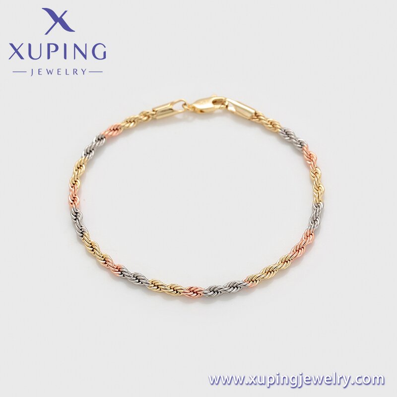 Women Bracelet Manufacturer - XUPING X000730618 Tri Color Chain Environmental Copper