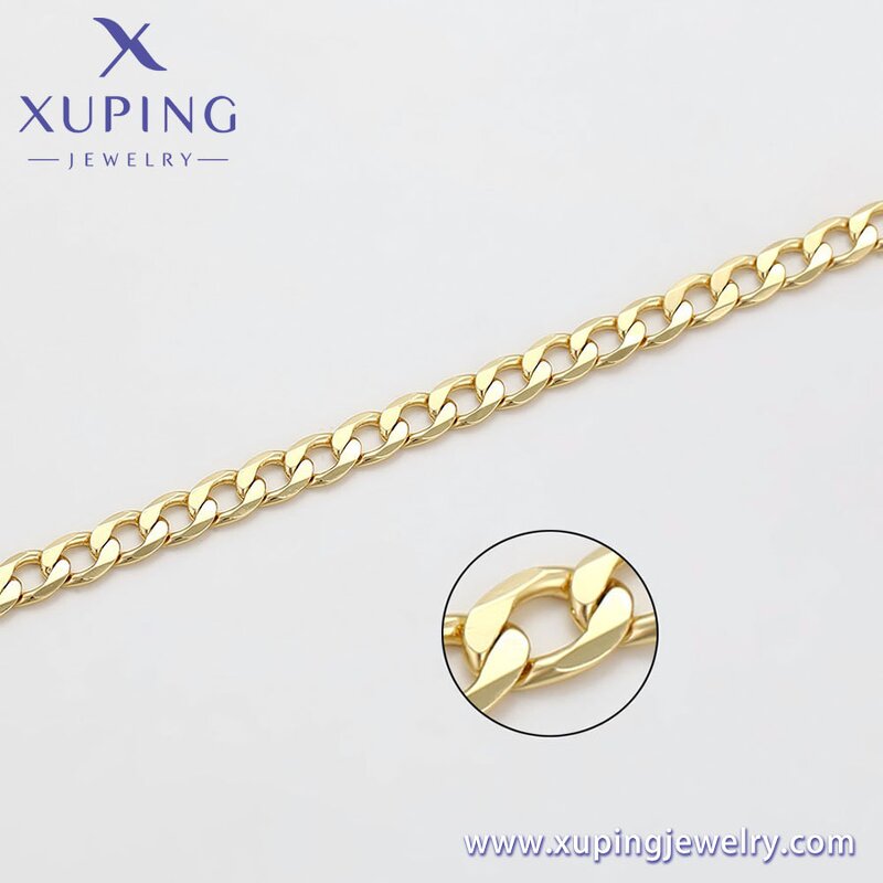 Women Anklet Manufacturer - XUPING X000991636 14K Gold Plated Simple Cuban Foot Chain
