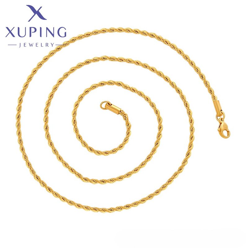 Women Necklace Manufacturer - XUPING 14N243620 24K Gold Plated Link Chain Simple