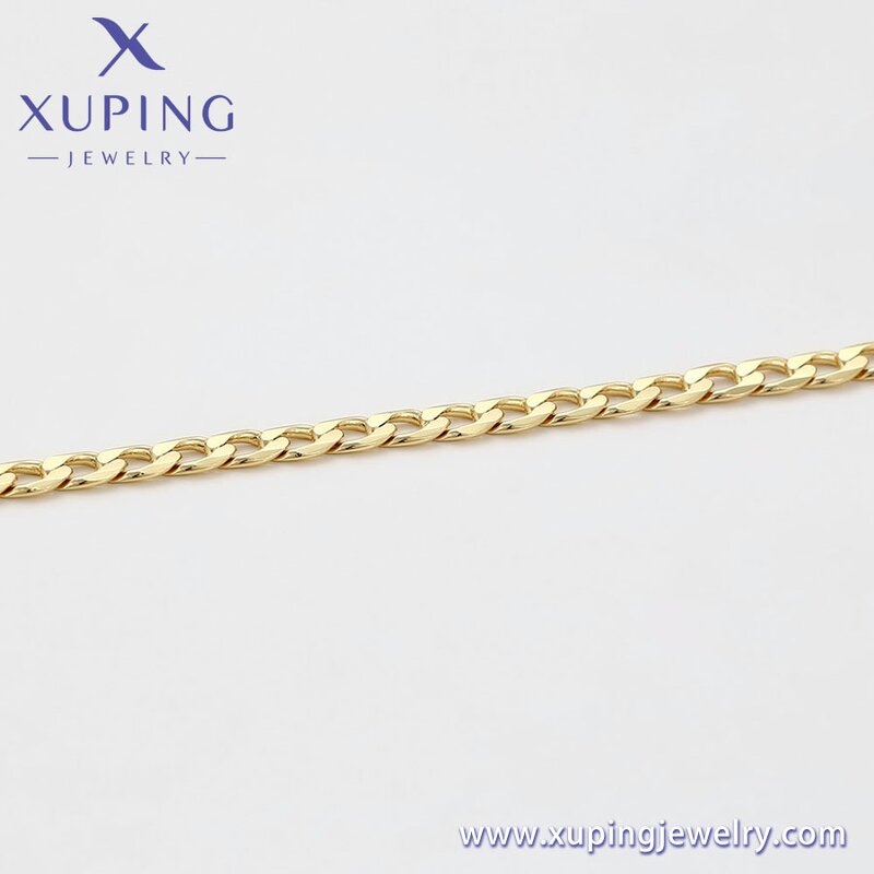 Women Anklet Manufacturer - XUPING X000991636 14K Gold Plated Simple Cuban Foot Chain