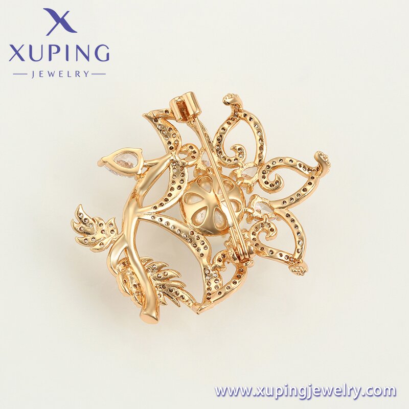 Women Brooch Manufacturer - XUPING A00902716 18K Gold Plated CZ Pearl Elegant