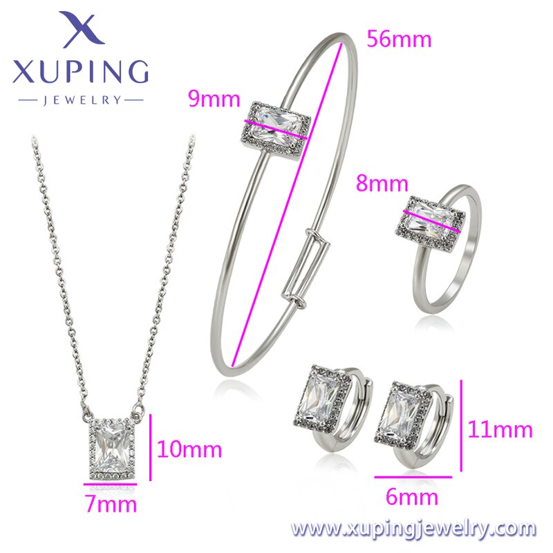 Bridal Jewelry Set Manufacturer - XUPING S00003591 Platinum Plated White Gold 4Pcs
