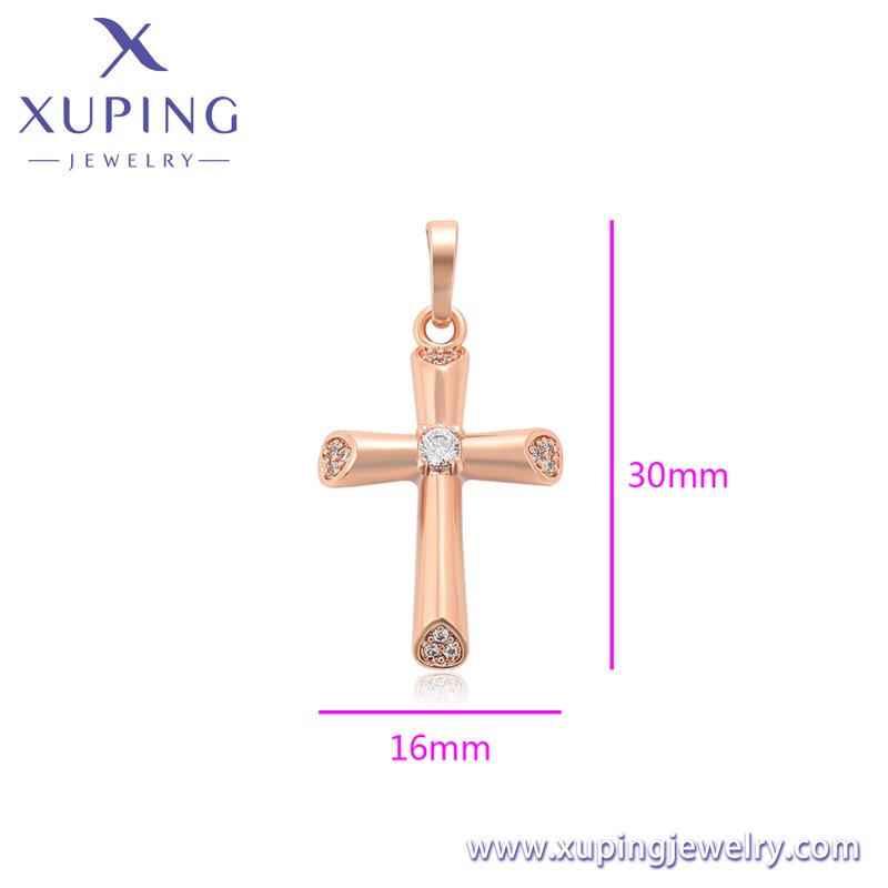 Pendant Manufacturer - XUPING X000832052 Rose Gold Cross Crystal Religion Series