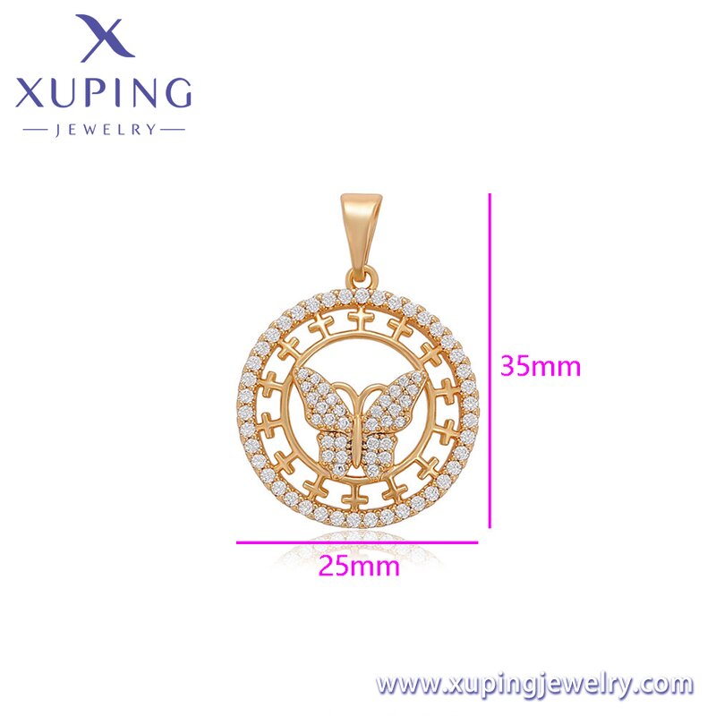 Women Pendant Manufacturer - XUPING X000759187 18K Gold Plated Butterfly Circle Necklace