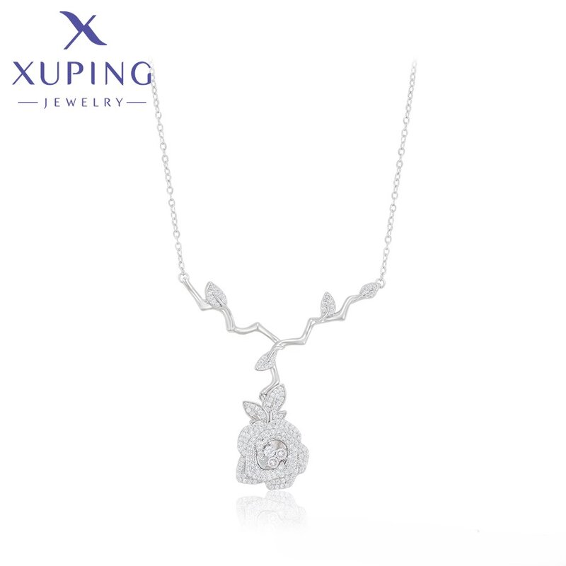 Women Necklace Manufacturer - XUPING X000977482 Platinum Plated Flower Pendant Simple
