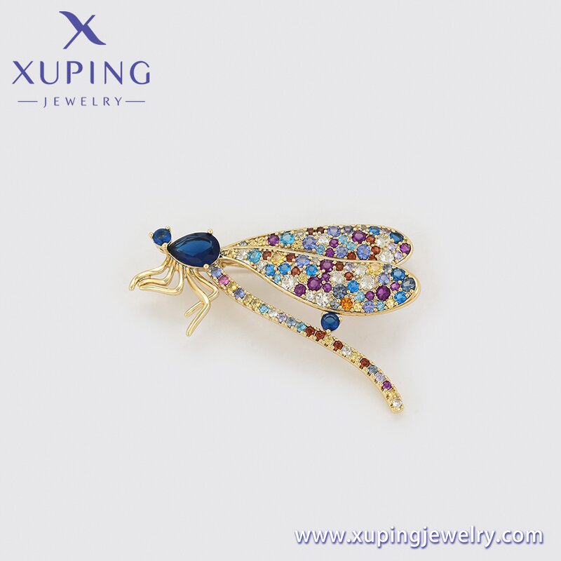 Women Brooch Manufacturer - XUPING S00099716 14K Gold Plated Dragonfly Animal Colorful