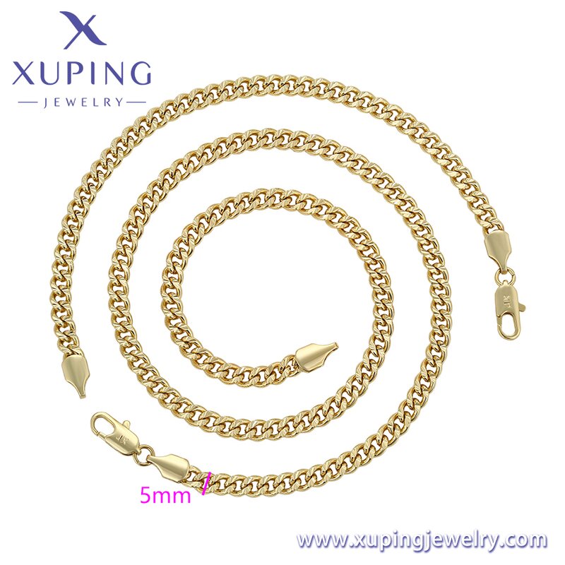 Men Jewelry Set Manufacturer - XUPING X000938705 14K Gold Plated Cuban Chain Copper