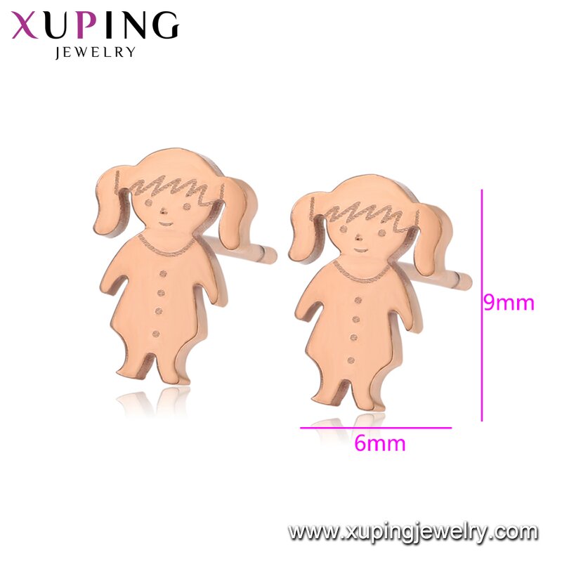 Stud Earring Manufacturer - XUPING 98589 Stainless Steel Rose Gold Plated Cute Girl